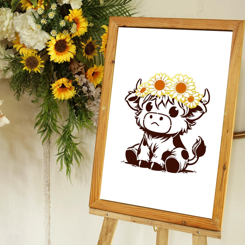 Keluna 12 Pcs Reusable Cow Farmhouse Stencils for Painting - Large Flower Cow Paint Stencils, Animal Template for Crafts on Wood Canvas Furniture - Image 2