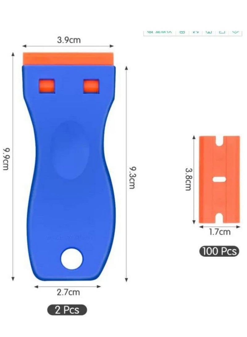 RATSAW 3 Pack Razor Blade Scraper Tool with 50 Plastic and 30 Metal Blades Ideal for Removing Labels Tint and Grease from Windshields Appliances and Glass Surfaces - Image 2