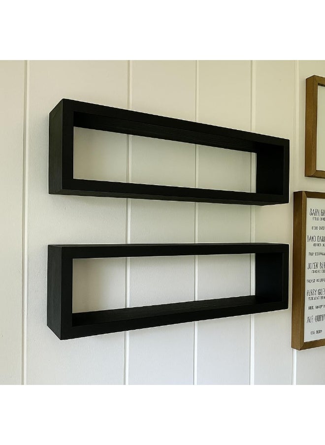 Horoof Home Horoof Home® Floating Rectangle Wall Shelf – Rustic Wooden Bathroom & Kitchen Storage  - Image 2