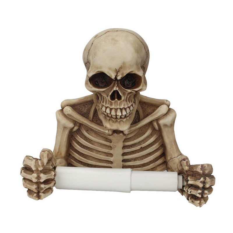 wweenuo Skull Toilet Paper Holder Retro, Halloween Decorations Wall Mount Toilet Tissue Paper Roll Storage Holder Stand Gothic Bathroom Accessory (Color) - Image 1