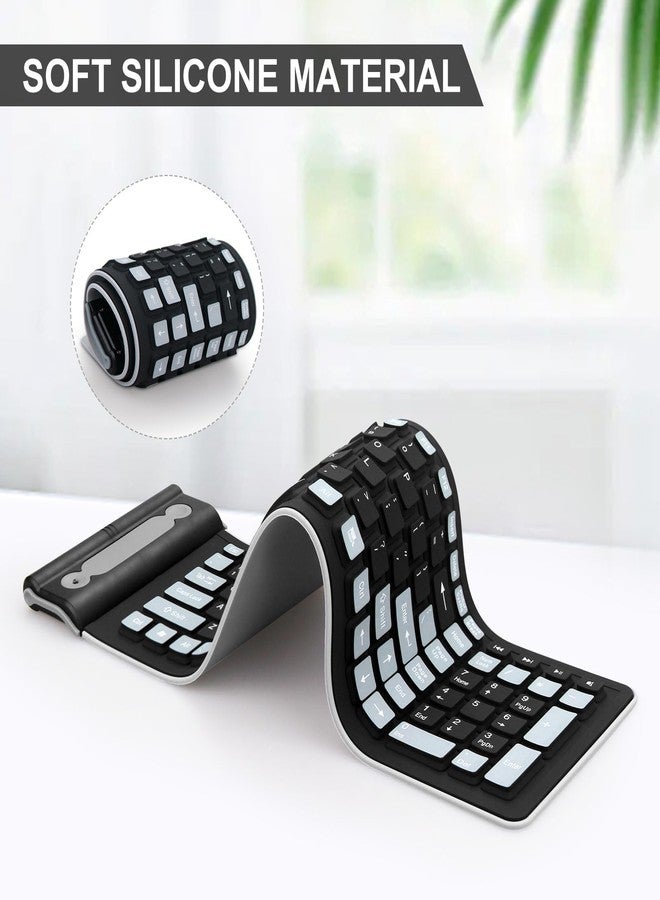 sungwoo Wireless Silicone Keyboard, 2.4GHz Wireless, Foldable Rollup Keyboard, Waterproof, Dustproof and Lightweight, Perfect for PC, Notebook, Laptop and Travel(Black) - Image 2