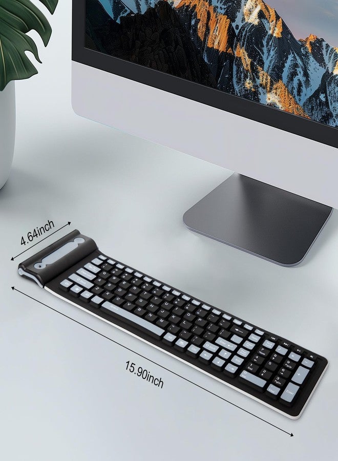 sungwoo Wireless Silicone Keyboard, 2.4GHz Wireless, Foldable Rollup Keyboard, Waterproof, Dustproof and Lightweight, Perfect for PC, Notebook, Laptop and Travel(Black) - Image 3
