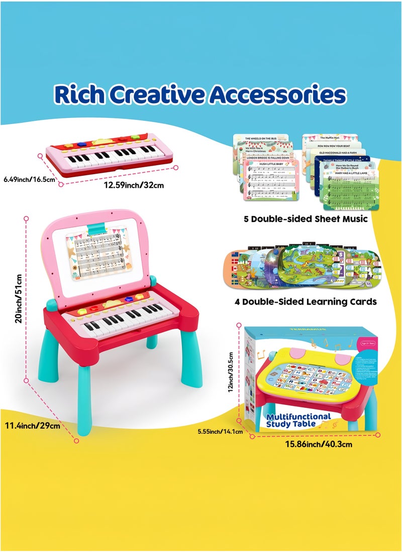 Multifunctional Musical Learning Writing and Drawing Table for Babies, Toddlers and Kids with 24 Key Piano Tones – Touch Learn and Play Montessori Activity Center Desk Interactive Educational Toy for Children 2 to 5 years old, Preschool's Plug And Play Learning Desk Toy, Perfect Gift for Early Learners, Back to School Present, Baby Showers, Birthdays, Christmas, Eid/Ramadan and Any Special Occasions for Your Little Ones