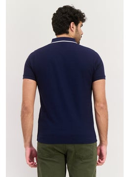 Threadbare Men Regular Fit Textured Short Sleeves Polo Shirt, Dark Navy  - Image 2