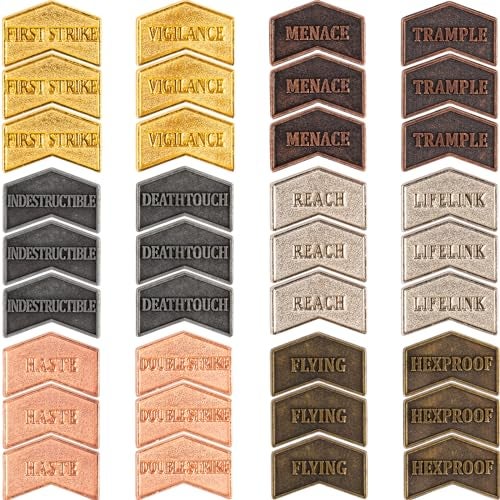 LAMJAM 36 Pieces Magic The Gathering Antique Metal Token Counter MTG Keyword Counters Creature Stats Buff Tokens for CCG Card Gaming Accessories - Image 1