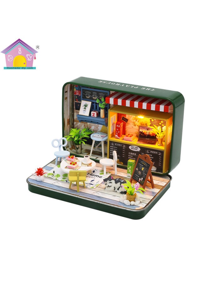 Hongda Diy Cabin Box Theater Handmade Assembled Model Room Creative Toy House Birthday Gift-Color:S933 No Tool Glue - Image 1