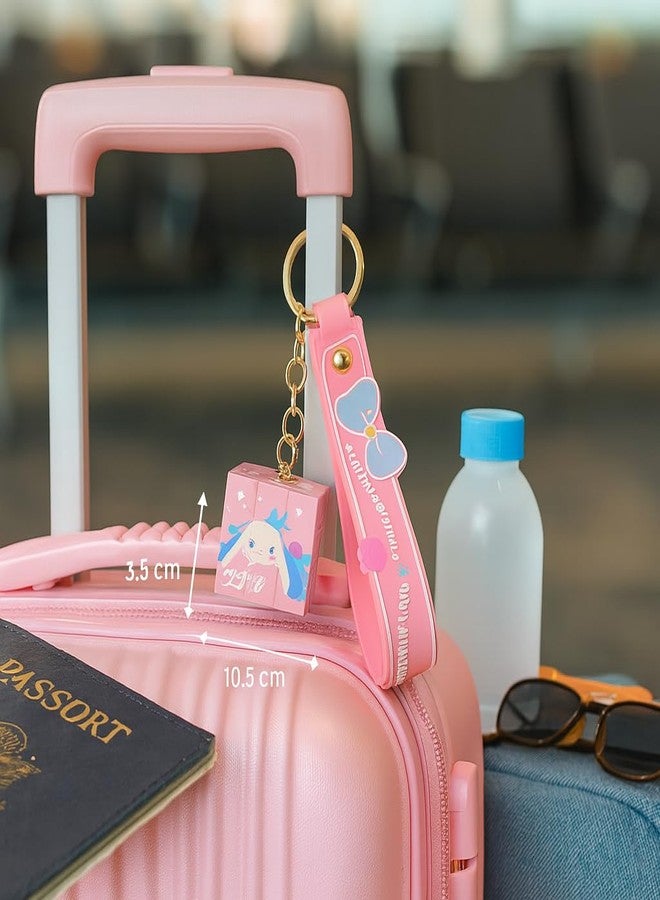 Tresneria Cute Cartoon Cube Keychain with Strap & Bell | Metal Key Ring for Kids, Girls, Boys, Bags & Gifting (Pink Cube Keychain) - Image 4
