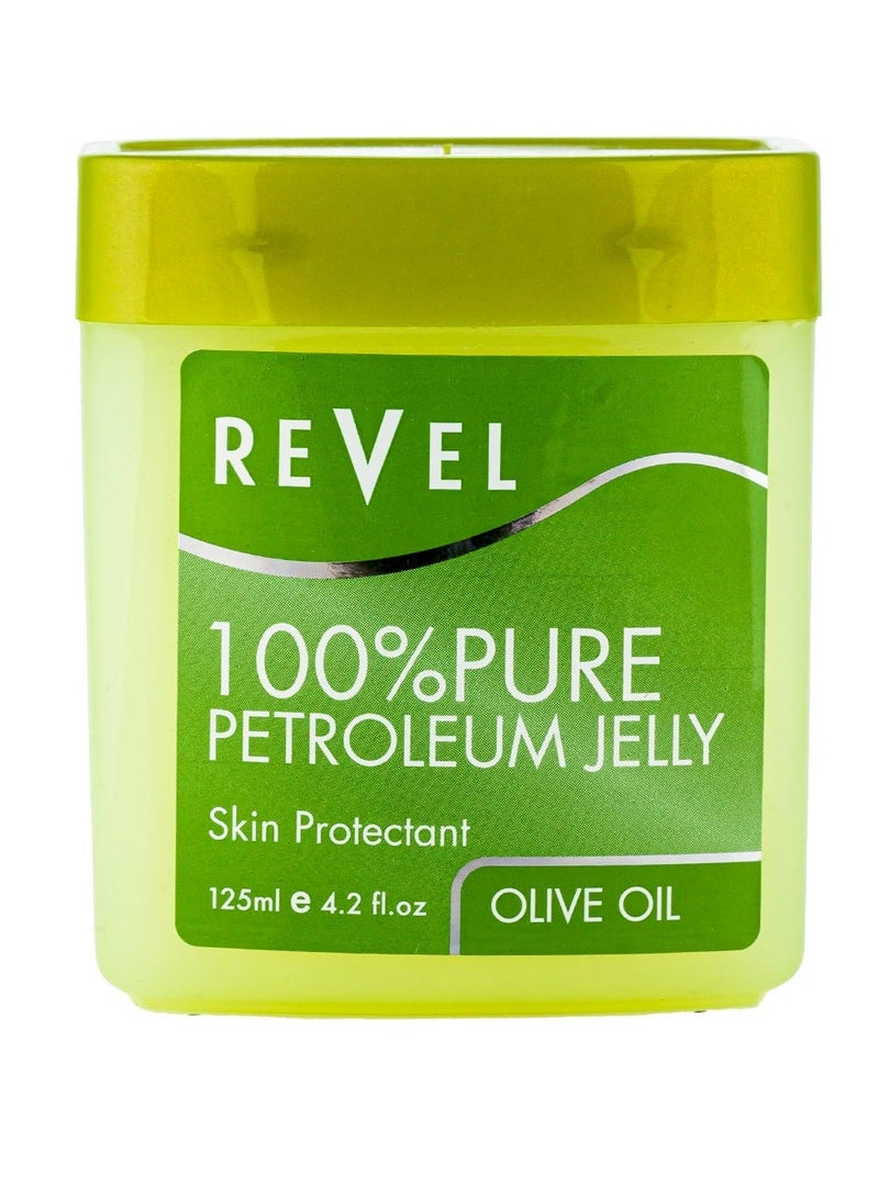 Revel ريفيل للعناية بالبشرة، زيت الزيتون 100% هلام البترول النقي 125 مل، العناية بالبشرة، واقي البشرة، ينعم، يهدئ، يرطب، الاستحمام والجسم، الجمال، أزرق - Image 1