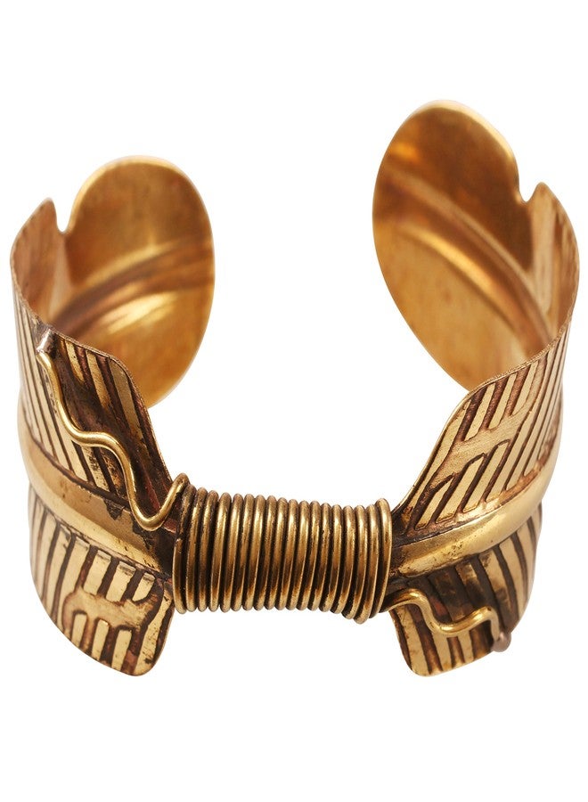 Touchstone New! Touchstone Indian Bollywood Brass Base Enchanting Artistic Hand Peeled Petals Awesome Look Light Weight 1 Inch Bracelet in Antique Gold Tone for Women. - Image 1
