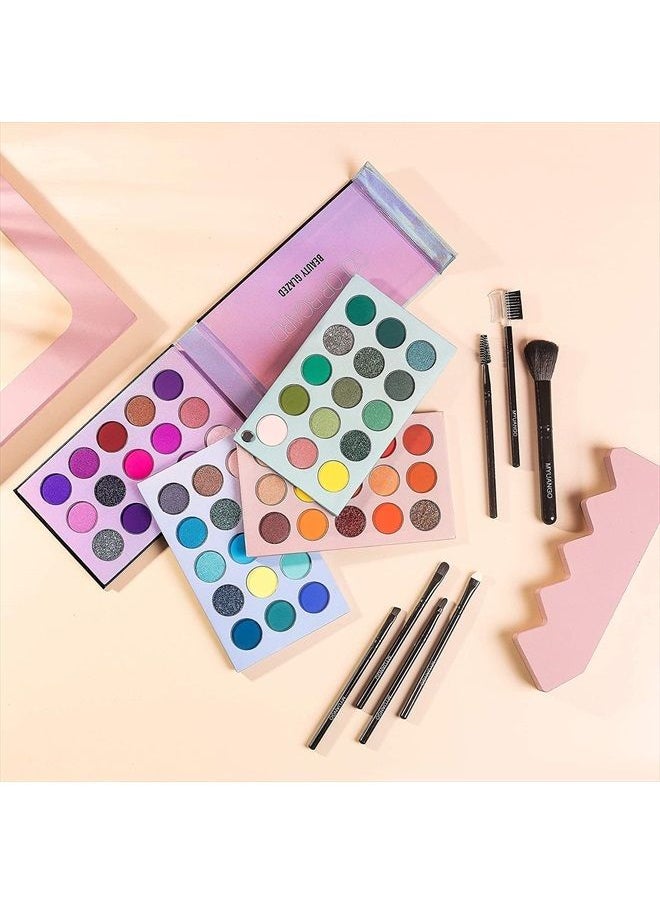 MYUANGO - Beauty Glazed Eyeshadow Palette Color Board 60 Color Eye Shadow Palette Sets 4 in 1 Make Up Palate With Brushes Mattes Metallic Shimmers Violet Cream Makeup Pallet Long Lasting Easy to Apply - Image 1