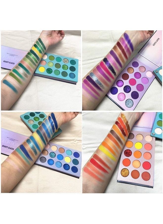 MYUANGO - Beauty Glazed Eyeshadow Palette Color Board 60 Color Eye Shadow Palette Sets 4 in 1 Make Up Palate With Brushes Mattes Metallic Shimmers Violet Cream Makeup Pallet Long Lasting Easy to Apply - Image 1