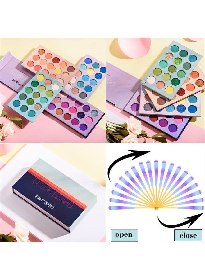 MYUANGO - Beauty Glazed Eyeshadow Palette Color Board 60 Color Eye Shadow Palette Sets 4 in 1 Make Up Palate With Brushes Mattes Metallic Shimmers Violet Cream Makeup Pallet Long Lasting Easy to Apply - Image 1