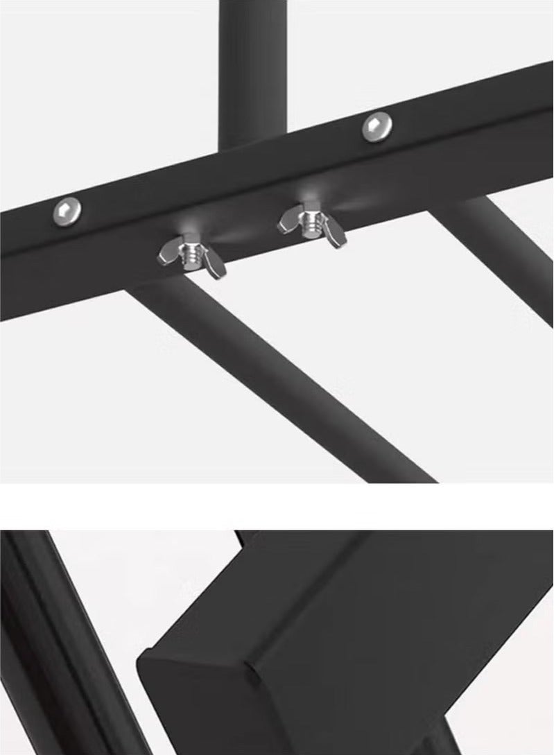 Drying Rack Floor-To-Ceiling Bedroom Household Clothes Rack Indoor Balcony Simple Clothes Rail Removable Folding Storage Rack Double-Layer Shoe Rack Single-Pole Black Hanger  - Image 5