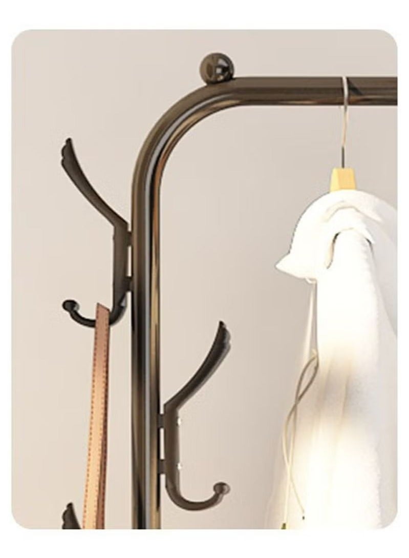 Drying Rack Floor-To-Ceiling Bedroom Household Clothes Rack Indoor Balcony Simple Clothes Rail Removable Folding Storage Rack Double-Layer Shoe Rack Single-Pole Black Hanger  - Image 3