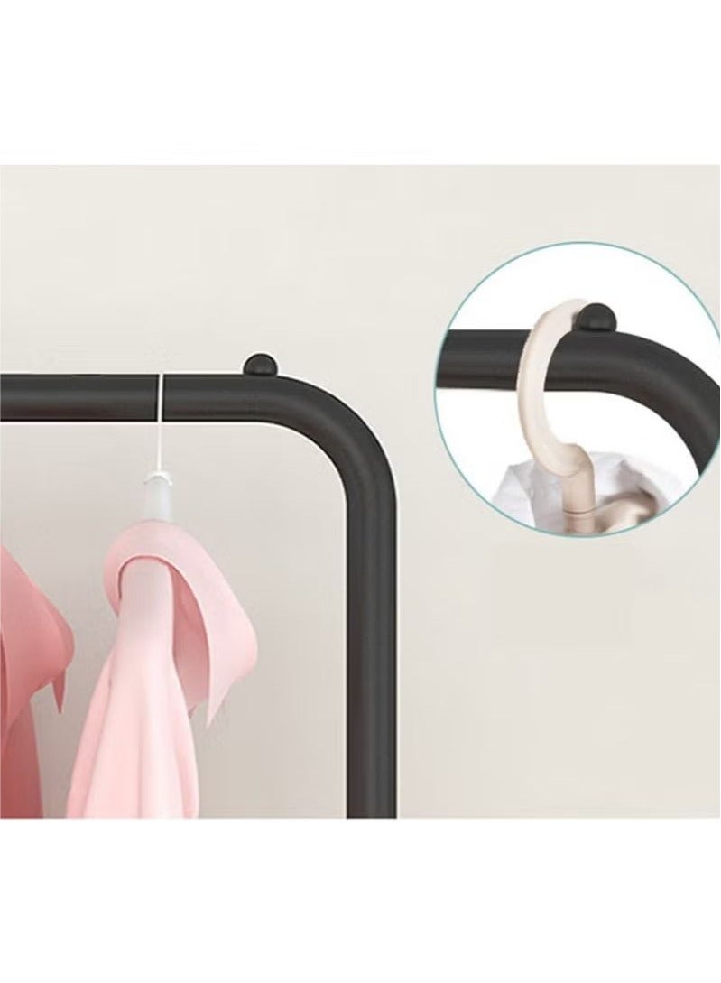 Drying Rack Floor-To-Ceiling Bedroom Household Clothes Rack Indoor Balcony Simple Clothes Rail Removable Folding Storage Rack Double-Layer Shoe Rack Single-Pole Black Hanger  - Image 4