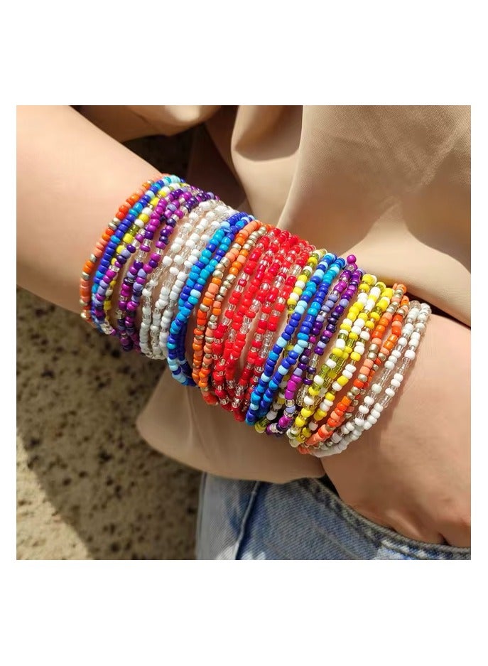مجموعة أساور من 30 قطعة من الخرز الزجاجي الكريستالي البوهيمي القابل للتكديس، أساور معصم ملونة للنساء كهدية عيد ميلاد