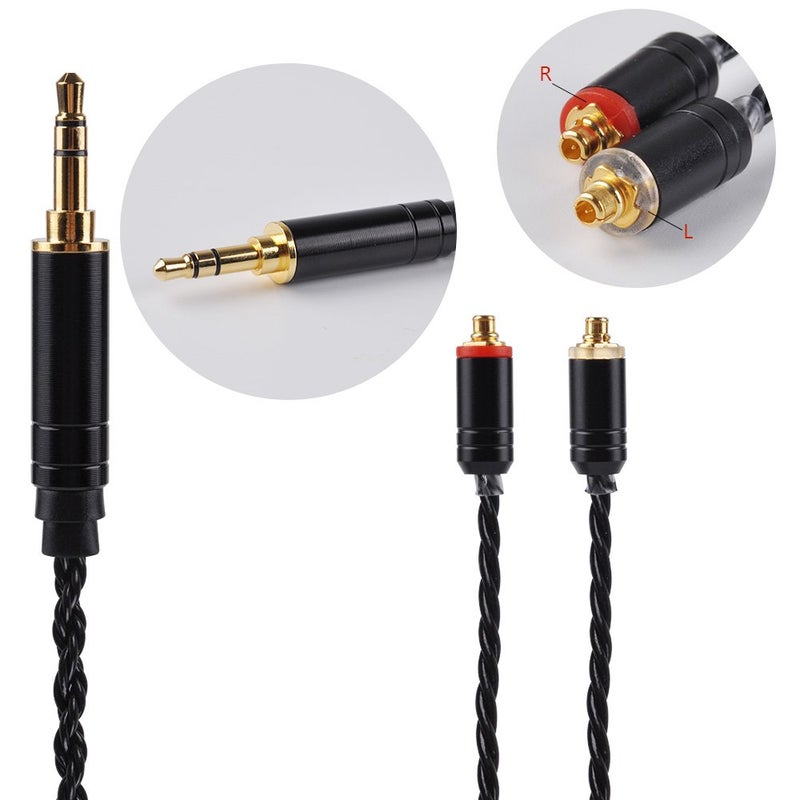 Kinboofi 6 Core MMCX Cable, Upgrade Silver Plated Replacement Cable,Black MMCX Detachable Earphone Cable Replacement Earphone Wire for Shure 846 535 215 315 MAGAOSI K5 LZA4 (3.5mm Audio Jack, MMCX) - Image 2