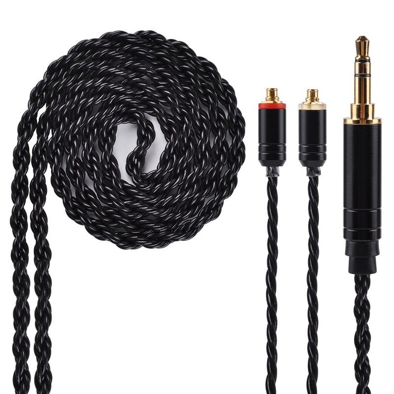 Kinboofi 6 Core MMCX Cable, Upgrade Silver Plated Replacement Cable,Black MMCX Detachable Earphone Cable Replacement Earphone Wire for Shure 846 535 215 315 MAGAOSI K5 LZA4 (3.5mm Audio Jack, MMCX) - Image 1