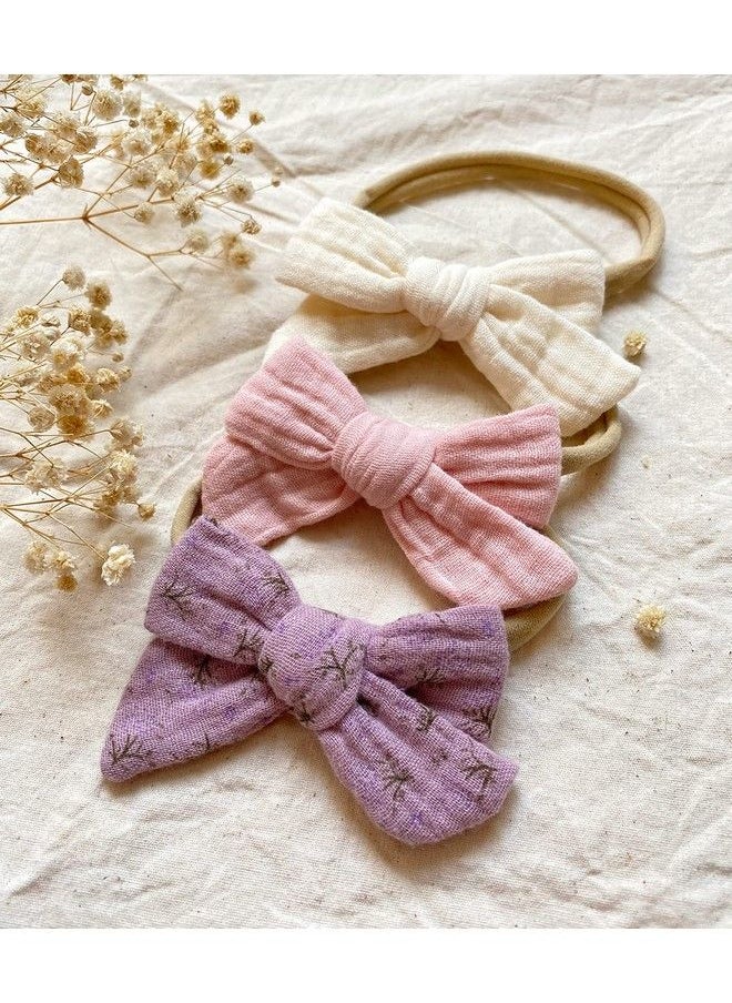 Cherssy - Baby Muslin Headbands And Cotton Hair Bows 10Pcs Super Soft Hairbands For Newborn Infants Toddlers - Image 1