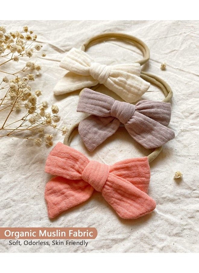 Cherssy - Baby Muslin Headbands And Cotton Hair Bows 10Pcs Super Soft Hairbands For Newborn Infants Toddlers - Image 1