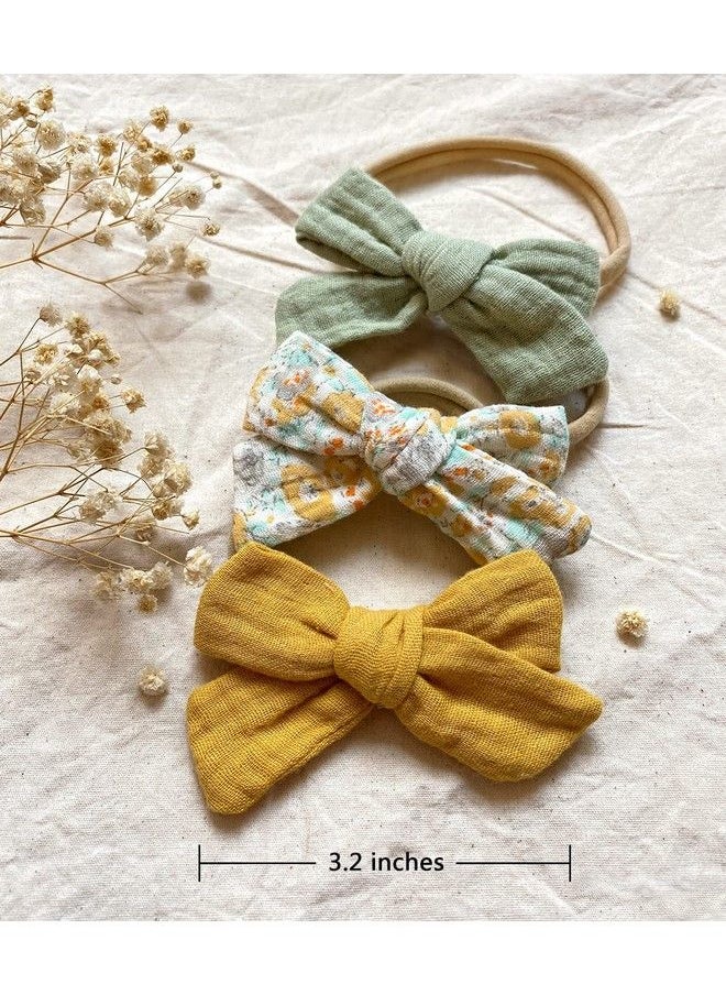 Cherssy - Baby Muslin Headbands And Cotton Hair Bows 10Pcs Super Soft Hairbands For Newborn Infants Toddlers - Image 1