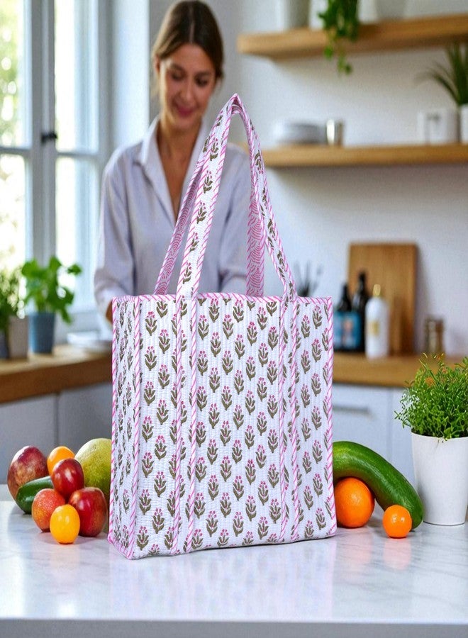 Vivanta Tote Bag for Women, Grocery Shopping Bags, Large Quilted Cotton Tote, Beach Bag, Work Tote Bags for Women, Floral Travel Tote, Stylish Shoulder Purse, Oversized Quilted Tote Bag - Image 2
