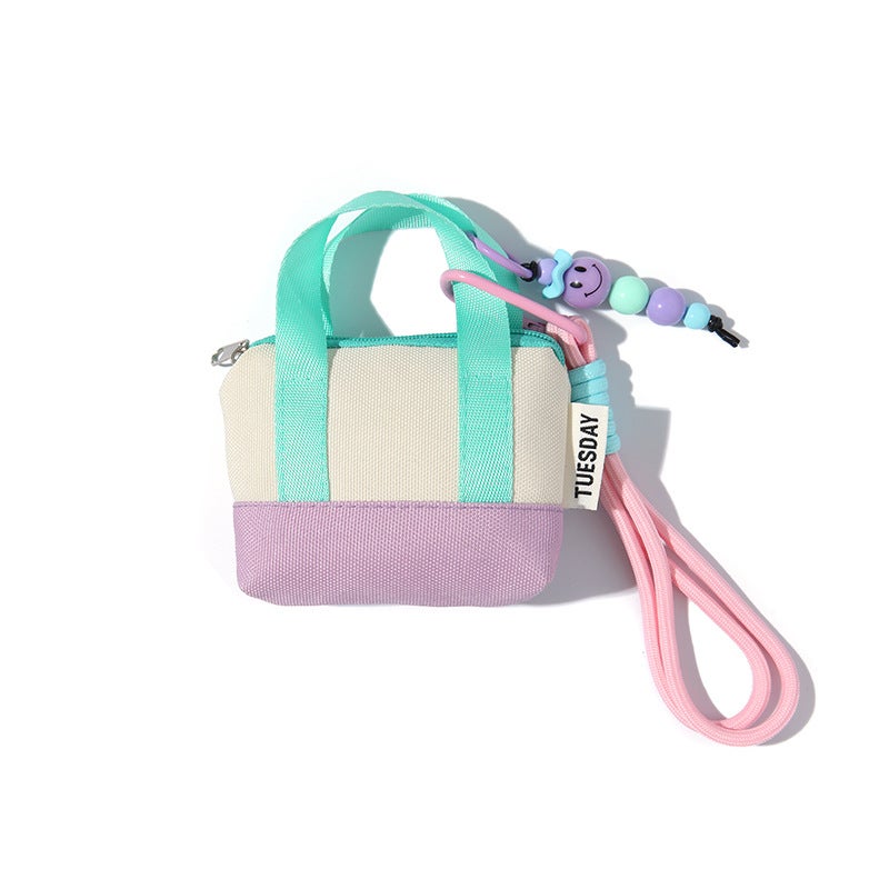 Linen Cable Organizer Pouch - Mini Handbag, Earphone Case, Keychain Pouch (Multicolor) - Image 1