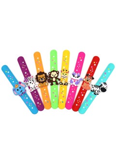 8 pack Animals Slap Bracelets, Party Favors for Kids Goodie Bag Stuffers for Boys&Girls Animals Theme Party Supplies Carnival Prizes Suit Classroom Exchanging Gifts