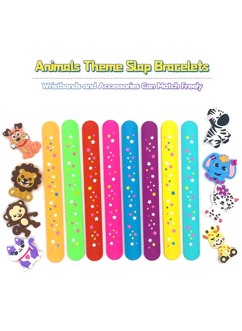 SYOSI - 8 pack Animals Slap Bracelets, Party Favors for Kids Goodie Bag Stuffers for Boys&Girls Animals Theme Party Supplies Carnival Prizes Suit Classroom Exchanging Gifts - Image 1