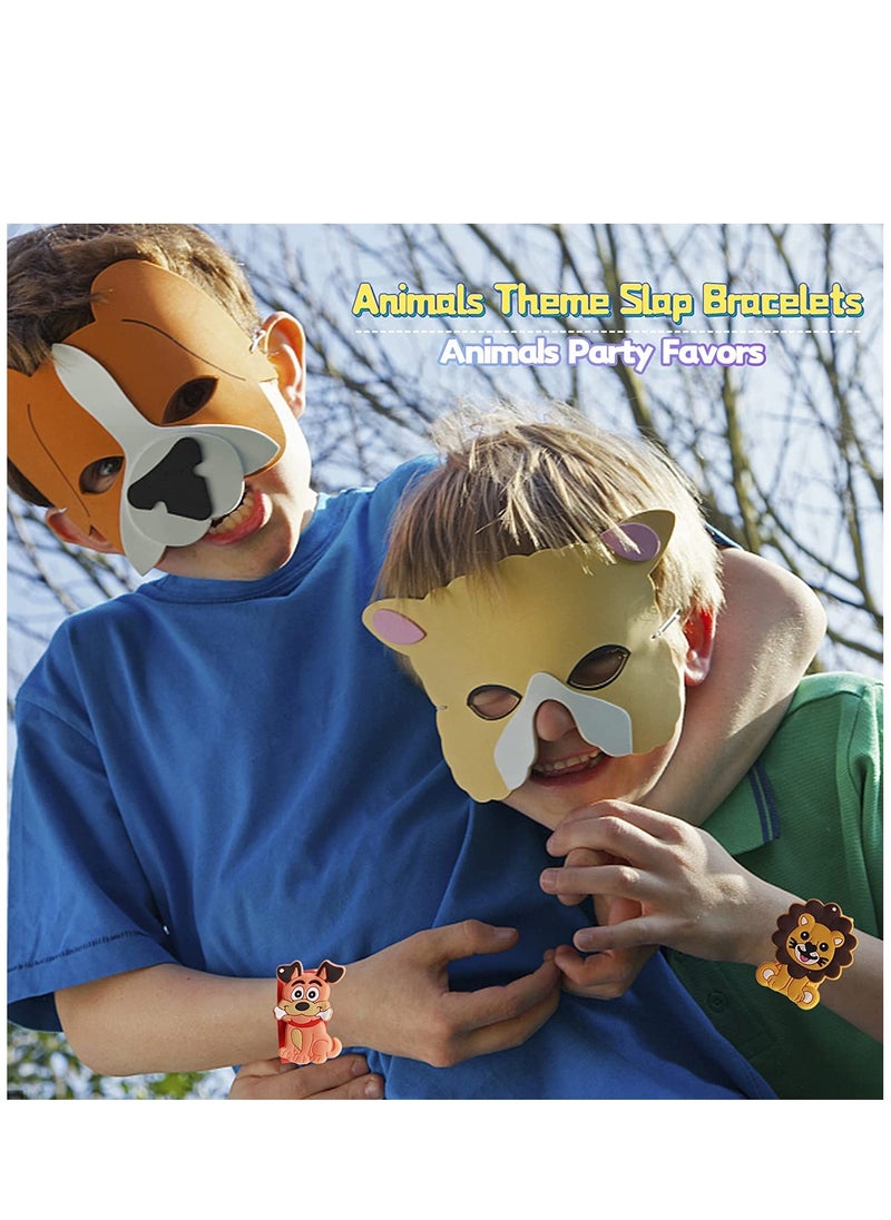 SYOSI - 8 pack Animals Slap Bracelets, Party Favors for Kids Goodie Bag Stuffers for Boys&Girls Animals Theme Party Supplies Carnival Prizes Suit Classroom Exchanging Gifts - Image 1