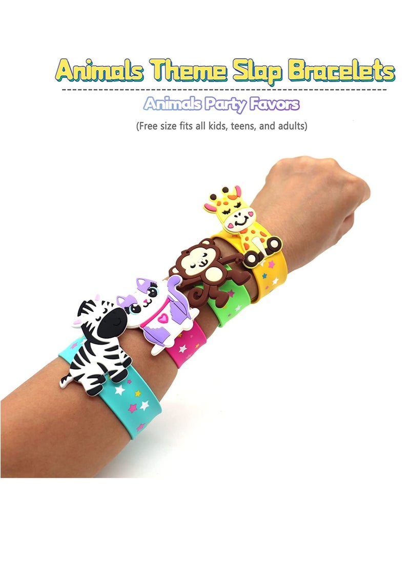 SYOSI - 8 pack Animals Slap Bracelets, Party Favors for Kids Goodie Bag Stuffers for Boys&Girls Animals Theme Party Supplies Carnival Prizes Suit Classroom Exchanging Gifts - Image 1