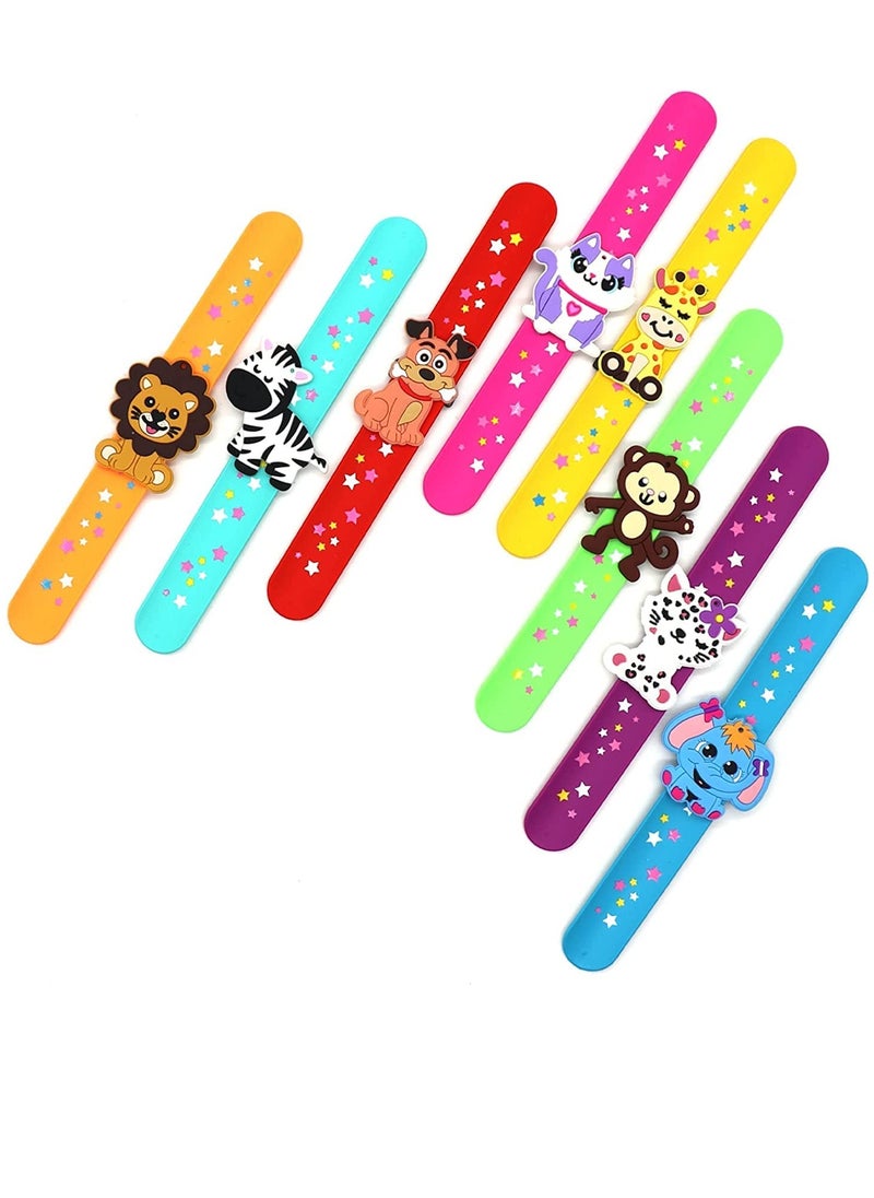 SYOSI - 8 pack Animals Slap Bracelets, Party Favors for Kids Goodie Bag Stuffers for Boys&Girls Animals Theme Party Supplies Carnival Prizes Suit Classroom Exchanging Gifts - Image 1