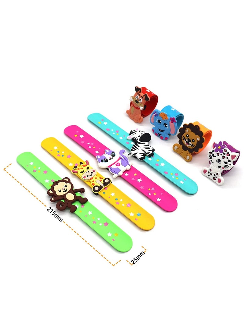 SYOSI - 8 pack Animals Slap Bracelets, Party Favors for Kids Goodie Bag Stuffers for Boys&Girls Animals Theme Party Supplies Carnival Prizes Suit Classroom Exchanging Gifts - Image 1