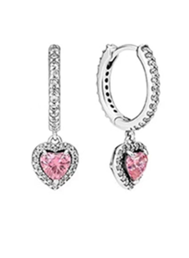 Pandora BalÄ±kÃ§Ä±lÄ±k Pandora Timeless Women's Classic Versatile Fashion Cubic Zirconia 925 Silver Shining Halo Earrings Gift 291445C01  - Image 1
