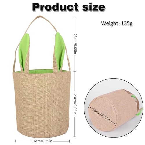 YOOLEETC 2PCS Easter Bunny Basket Burlap BucketsBunny Jute Easter Baskets BagsPop Burlap Easter Bunny Ear Bag For Kids Boys Girls Easter Egg Hunt BasketsGP - Image 3