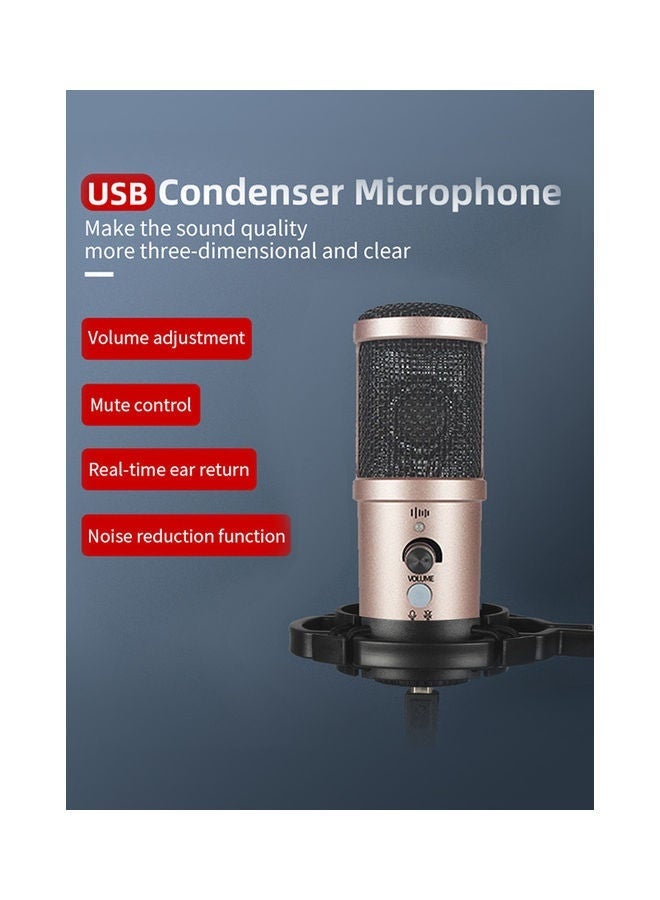 Bukela Sound Card Set Condenser mic with Foam Cover Windscreen Compatible  Portable Broadcasting, Studio Recording, Conference USB Condenser Microphone Kit Gold/Black - Image 2