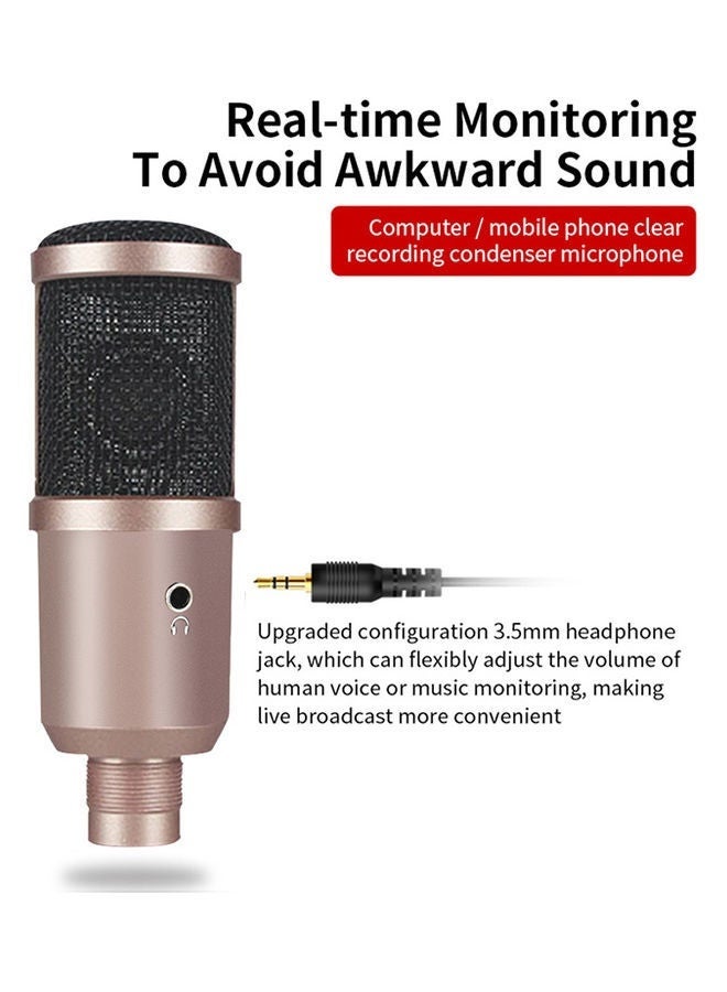 Bukela Sound Card Set Condenser mic with Foam Cover Windscreen Compatible  Portable Broadcasting, Studio Recording, Conference USB Condenser Microphone Kit Gold/Black - Image 4