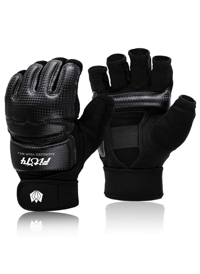 FitsT4 Sports Half Mitts MMA Training Boxing Punch Bag Kickboxing Sparring Grappling Martial Arts Muay Thai Taekwondo Wrist Wraps Support Gloves for Women Men Black M - pzsku/Z4A77DDAB7740E0C05A0FZ/45/_/1741329718/eb9bd094-97a1-41b5-a7c2-d18ed2e891b2