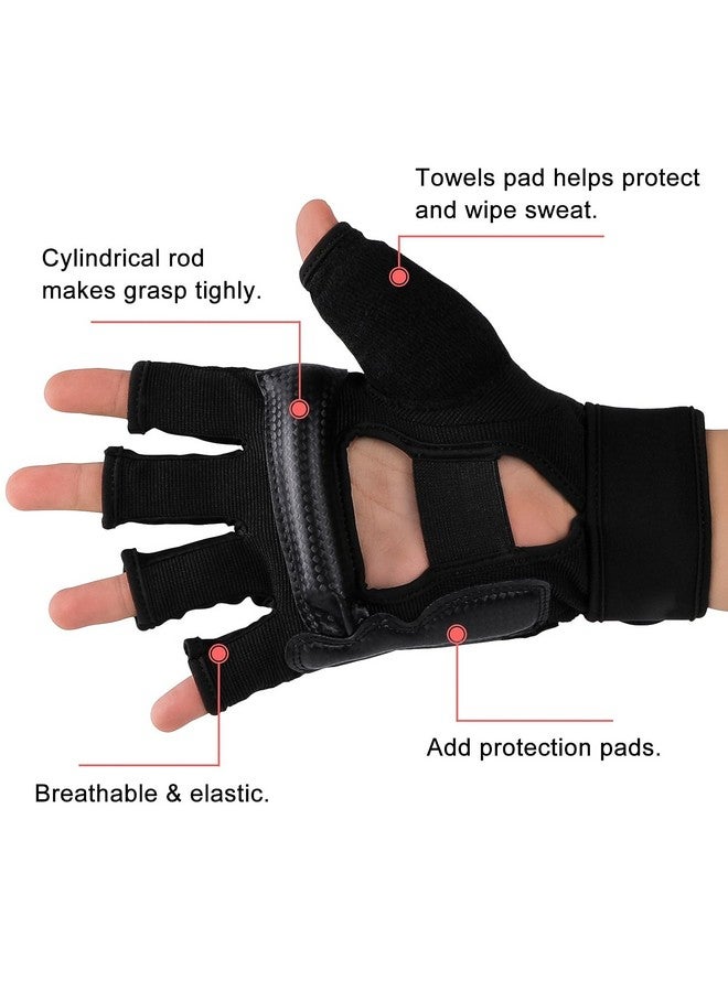 FitsT4 Sports Sports Half Mitts Mma Training Boxing Punch Bag Kickboxing Sparring Grappling Martial Arts Muay Thai Taekwondo Wrist Wraps Support Gloves For Women Men Black M  - Image 5