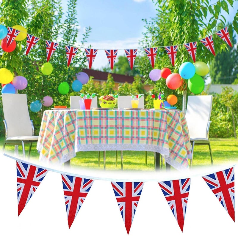 klarako Union Jack Flags Fabric Bunting Queens Jubilee 2022 Decorations England Flag Bunting Banner for 70 Years Queen Jubilee Party Decor Outdoor Home Sports Celebration Event Party (20PCS Triangle) - Image 4