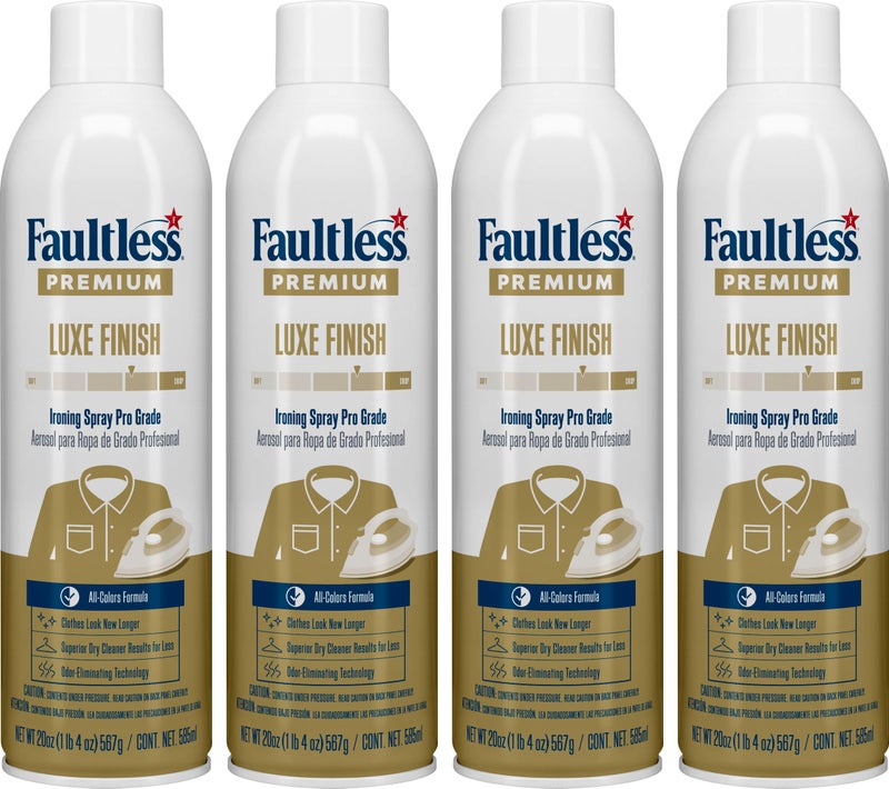 Faultless Premium Luxe Spray Starch (20 Oz, 4 Pack) Spray Starch for Ironing that Makes Your Clothes New Again, Use as a Spray on Starch that Reduces Ironing Time with No Flaking, Sticking or Clogging - Image 1