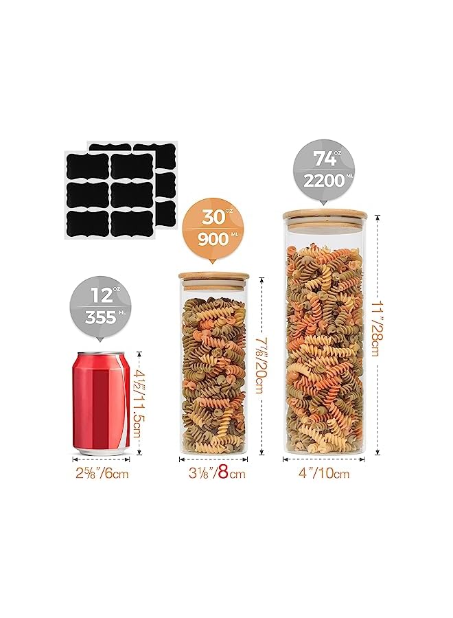 Zaboon Glass Storage Containers With Bamboo Lid (30Oz Set Of 3) Clear Food Storage Canisters With Lid Kitchen Pantry Storage Jar For Flour Cereal Sugar Tea Coffee Beans Snacks Round - Image 3