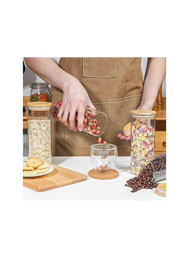 Zaboon Glass Storage Containers With Bamboo Lid (30Oz Set Of 3) Clear Food Storage Canisters With Lid Kitchen Pantry Storage Jar For Flour Cereal Sugar Tea Coffee Beans Snacks Round - Image 4