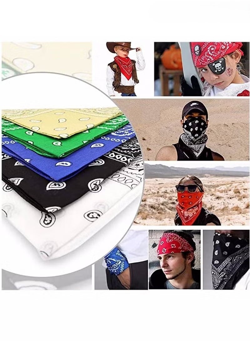 6 Pieces Bandanas for Men Women, Colorful Handkerchief and Neckerchief, Cotton Paisley Headbands Scarf Cowboy Bandana, Square Bandanas ideal for Hip-Hop Cycling Also as Handkerchief - Image 2