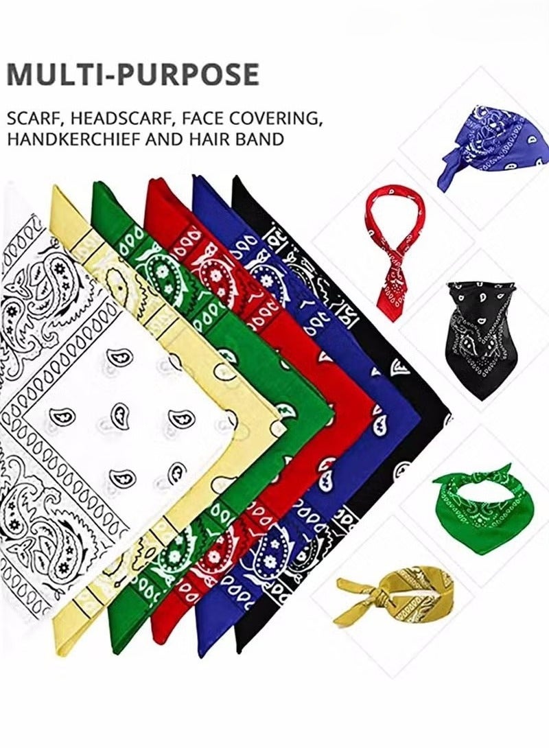 6 Pieces Bandanas for Men Women, Colorful Handkerchief and Neckerchief, Cotton Paisley Headbands Scarf Cowboy Bandana, Square Bandanas ideal for Hip-Hop Cycling Also as Handkerchief - Image 3