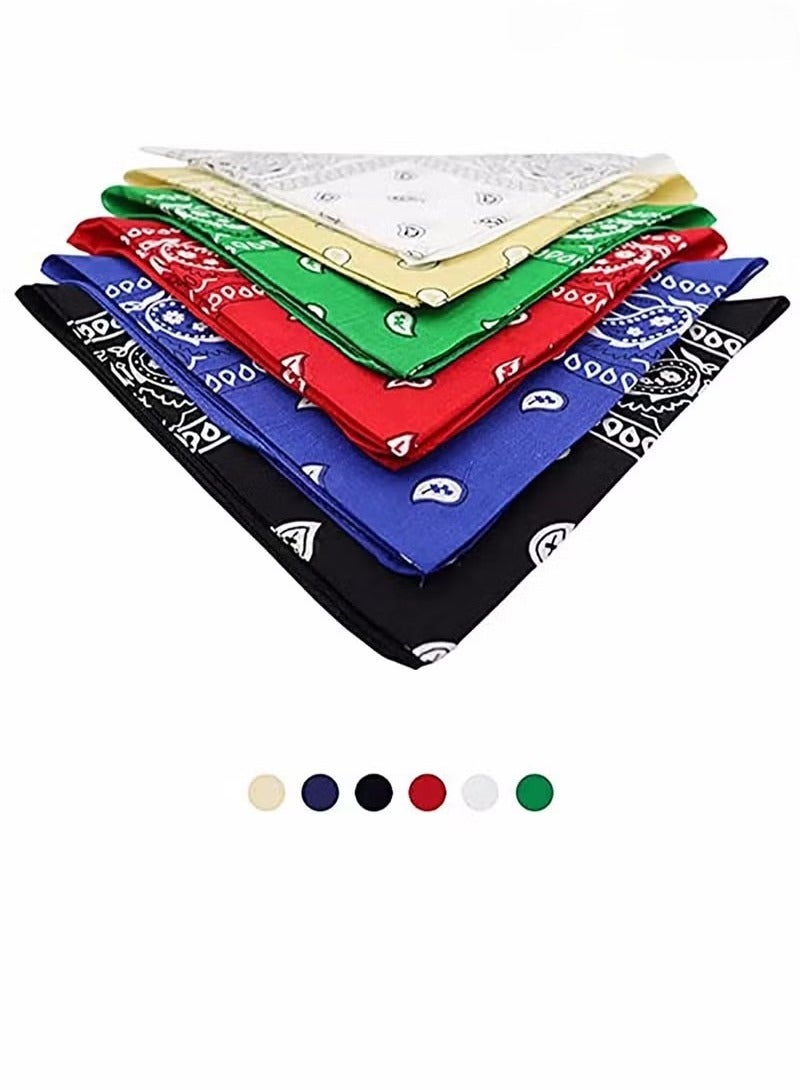 6 Pieces Bandanas for Men Women, Colorful Handkerchief and Neckerchief, Cotton Paisley Headbands Scarf Cowboy Bandana, Square Bandanas ideal for Hip-Hop Cycling Also as Handkerchief - Image 4