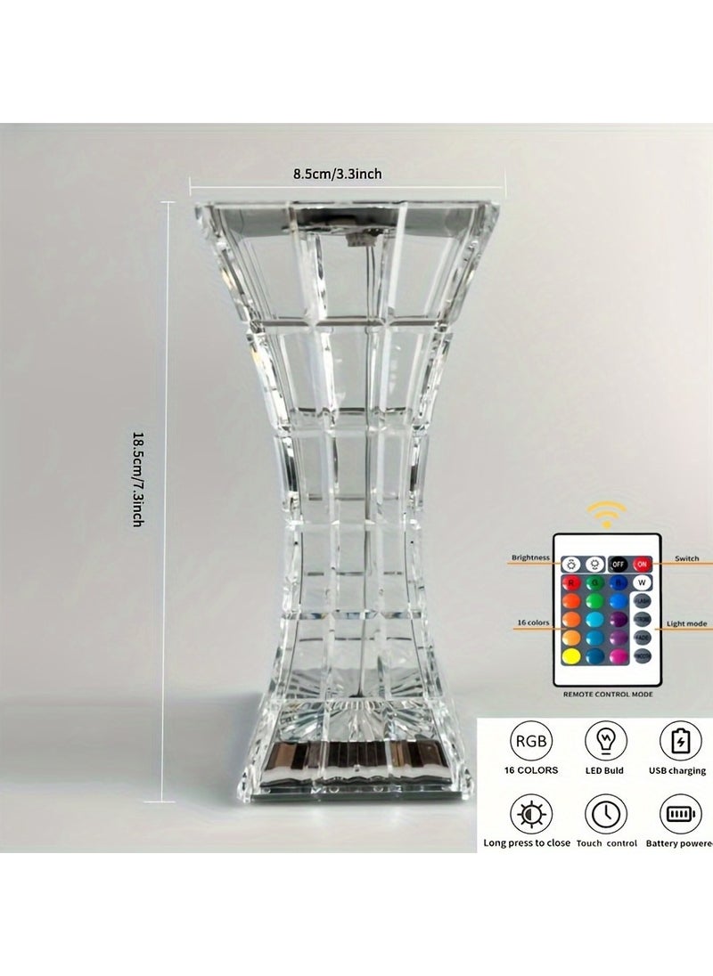 Happy Light - Rechargeable Acrylic Diamond Table Lamp White - Image 1