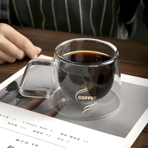 Ash  Roh Ash & Roh 150ml Modern Double Walled Coffee Mug, Insulated Cup for Hot and Cold Beverages, Sleek Handle Design (Pack of 6) - Image 2