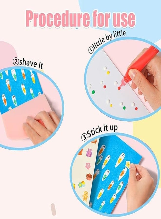 Burmy Rainbow Scratch Arts Kids, Squeegee Art Kit, Dot Painting Paper Set, Creativity DIYs Rainbow Scratch Arts, Postcards Squeegee Paints Stickers Set for Kids for Girls - Image 3