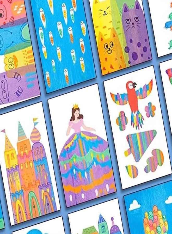 Burmy Rainbow Scratch Arts Kids, Squeegee Art Kit, Dot Painting Paper Set, Creativity DIYs Rainbow Scratch Arts, Postcards Squeegee Paints Stickers Set for Kids for Girls - Image 5